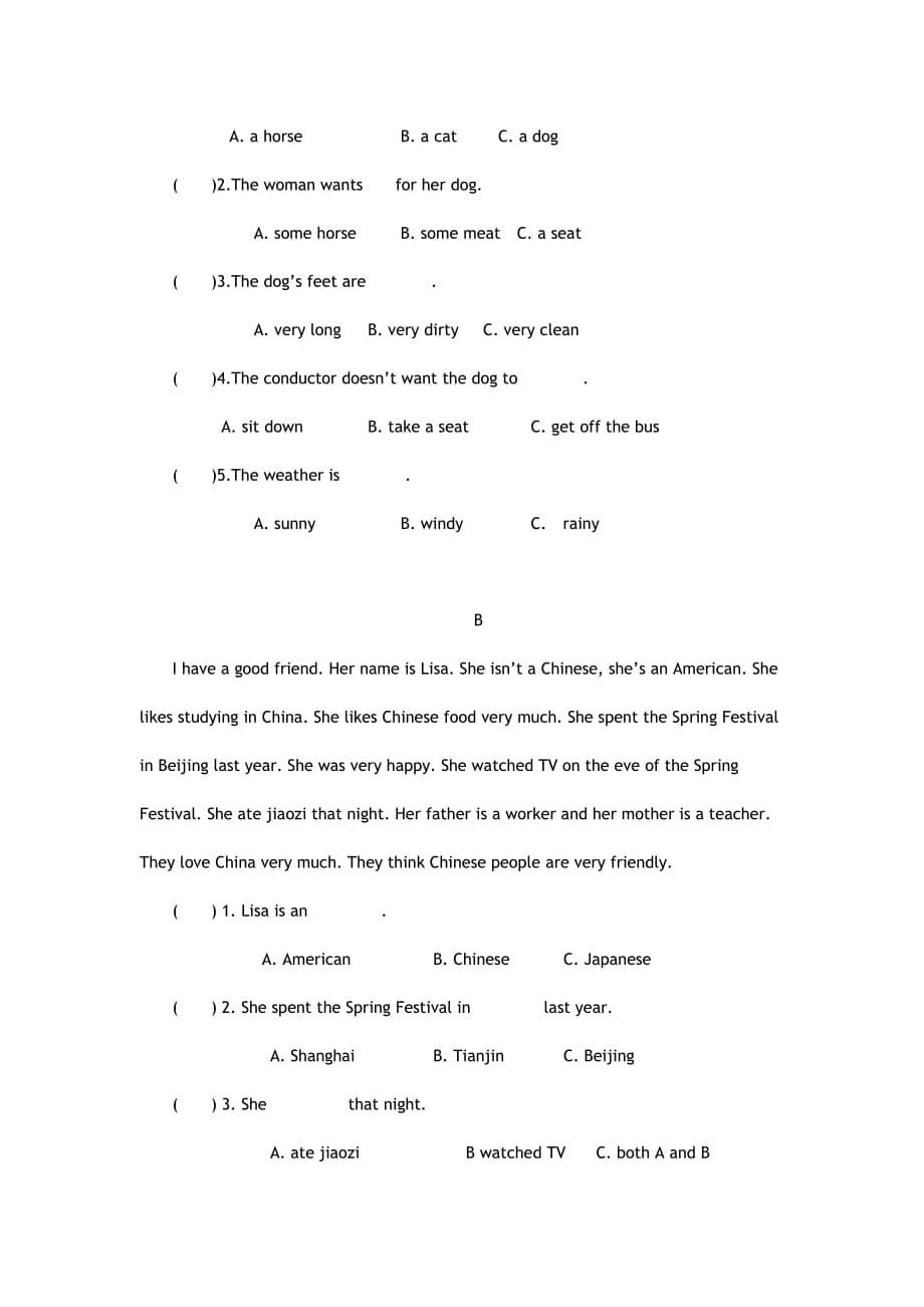 (最新原创)人教pep版六年级下英语期末模拟试卷-(1)_第5页