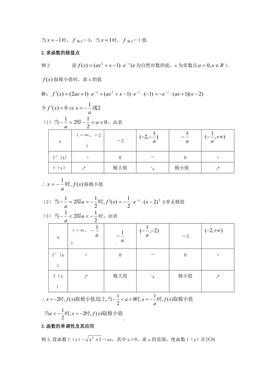 2014届数学(理)一轮复习知识点逐个击破专题讲座：导数的极值、最值及其应用_第3页