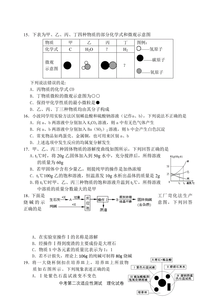 2016年中考第二次模拟试卷(物理化学合卷)_第3页