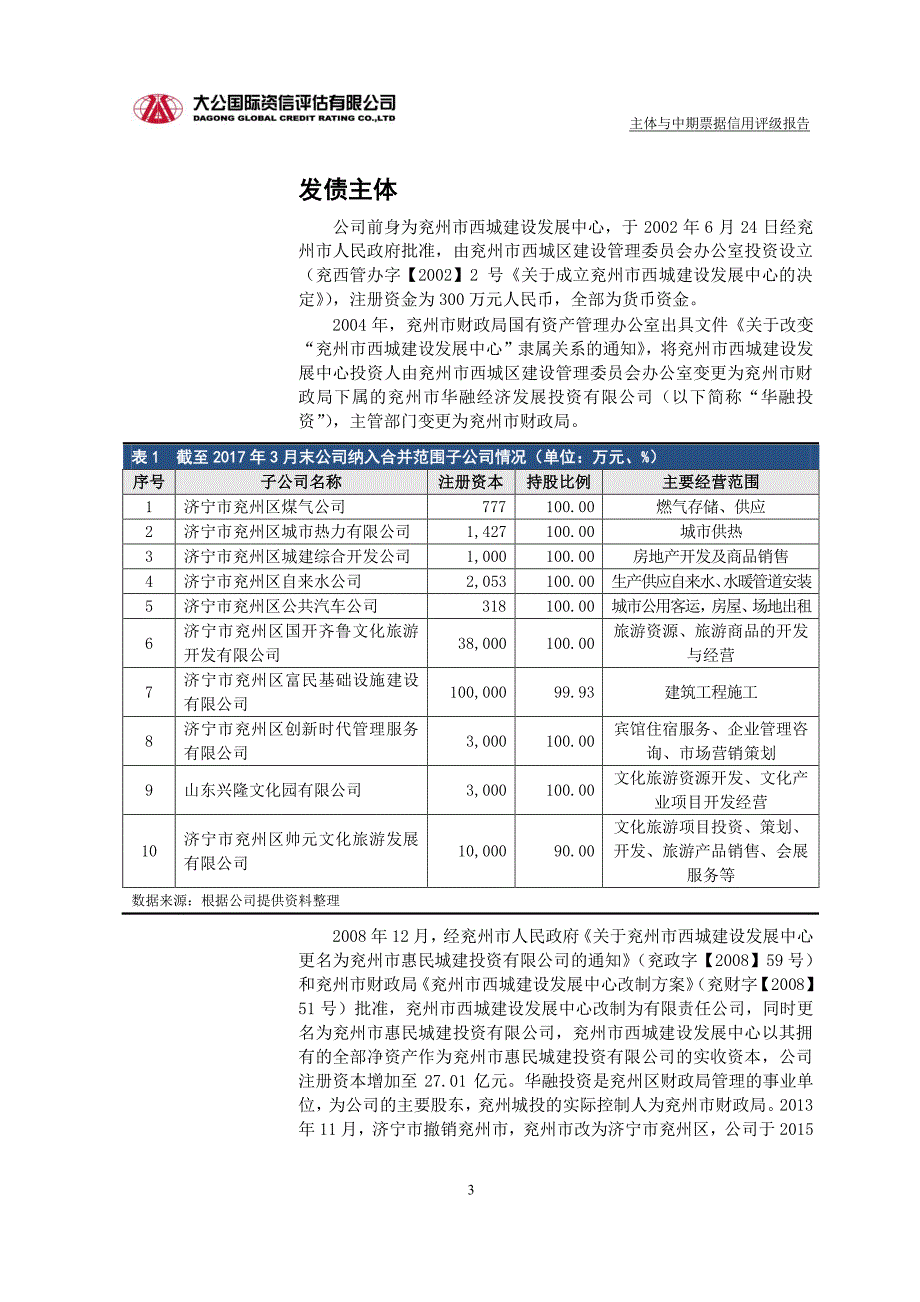 济宁市兖州区惠民城建投资有限公司主体与2017年度第三期中期票据信用评级报告_第4页