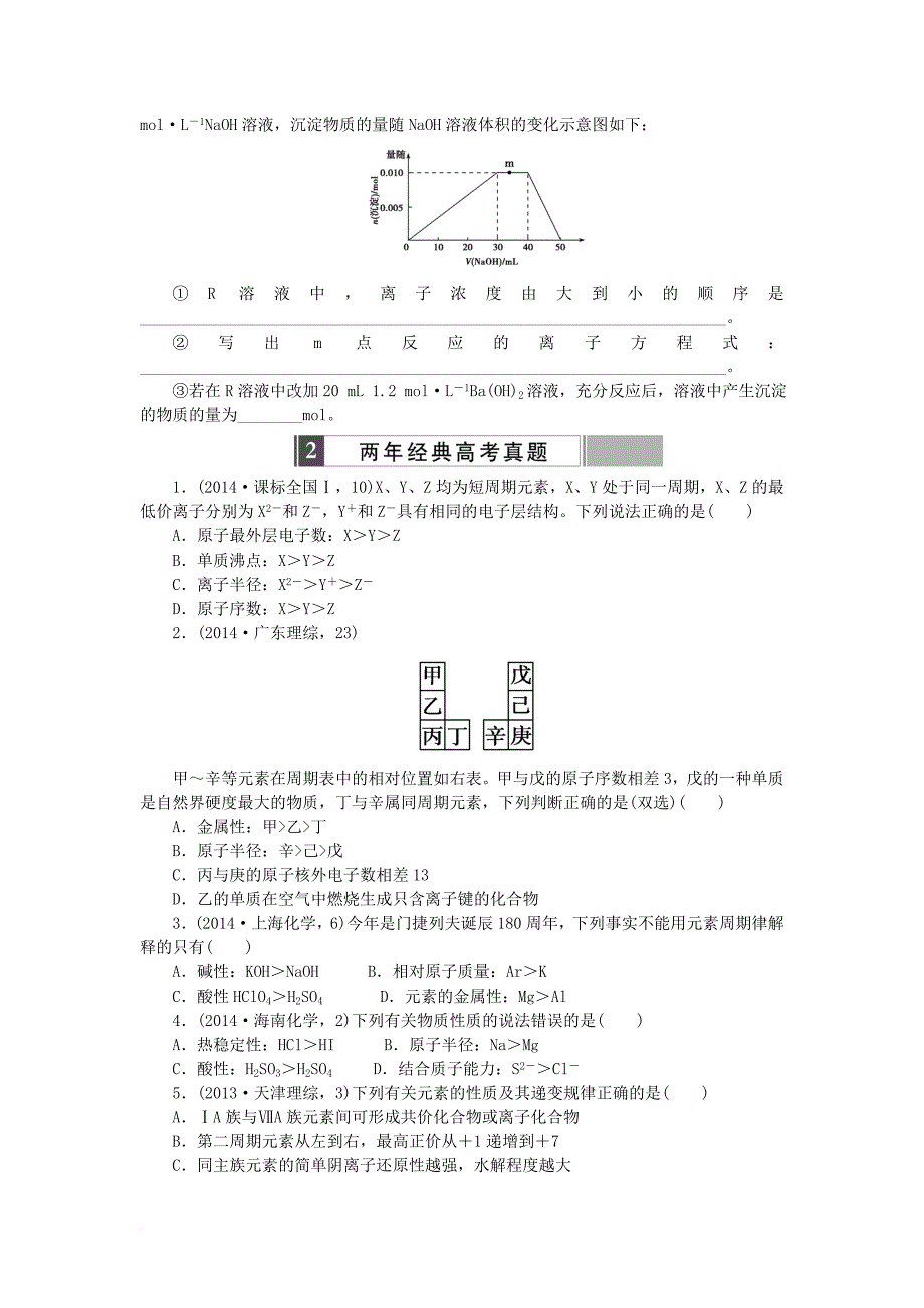 2016高考化学复习-考点15-元素周期律和元素周期表练习_第2页