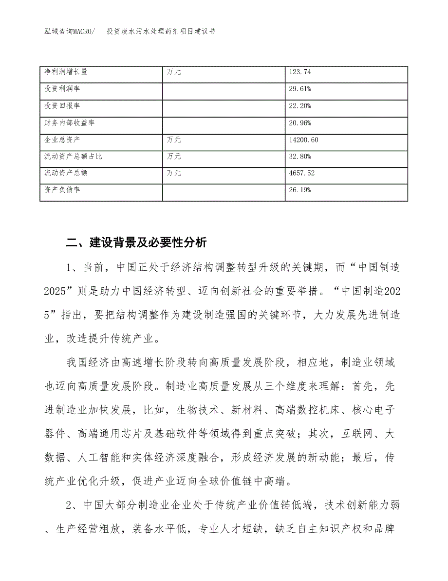 投资废水污水处理药剂项目建议书.docx_第3页