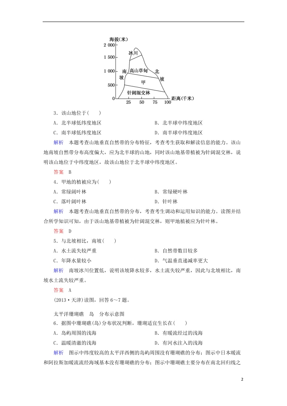 2014届高考地理二轮复习-训练专题四-地壳运动规律与地理分异规律_第2页