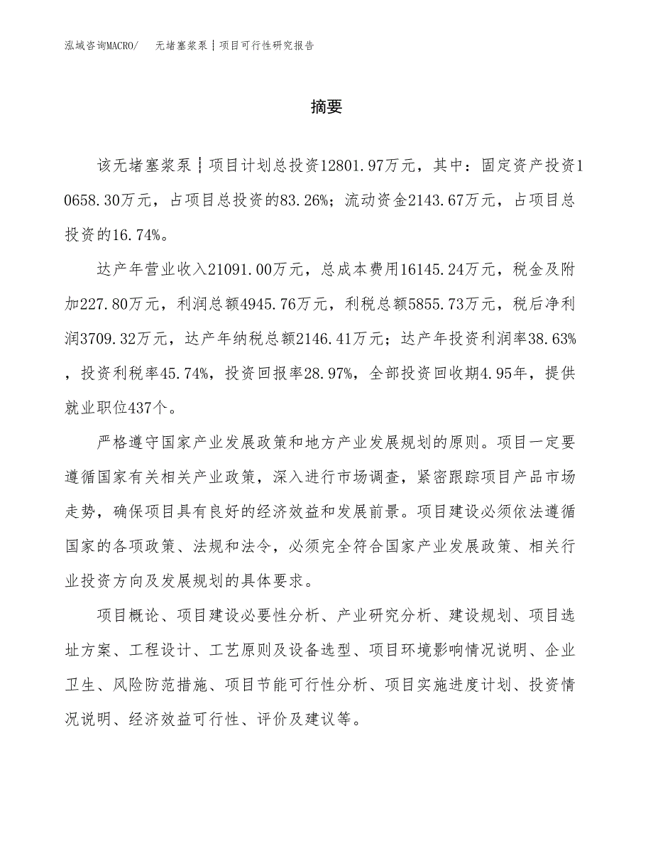 无堵塞浆泵┊项目可行性研究报告word可编辑（总投资13000万元）.docx_第2页