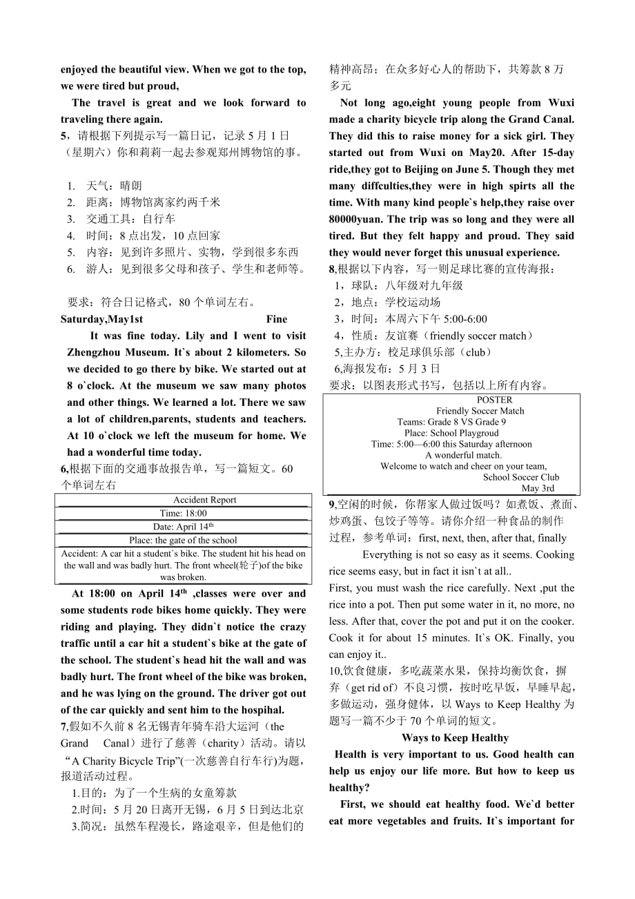 2014-仁爱英语-八年级下册-作文范文-(打印整理版)_第2页