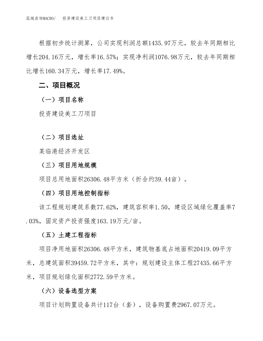 投资建设美工刀项目建议书.docx_第2页