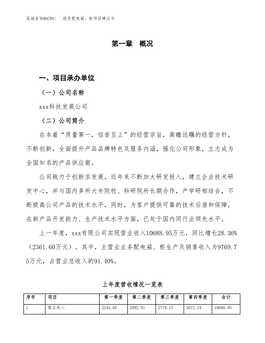 投资配电箱、柜项目建议书.docx_第1页