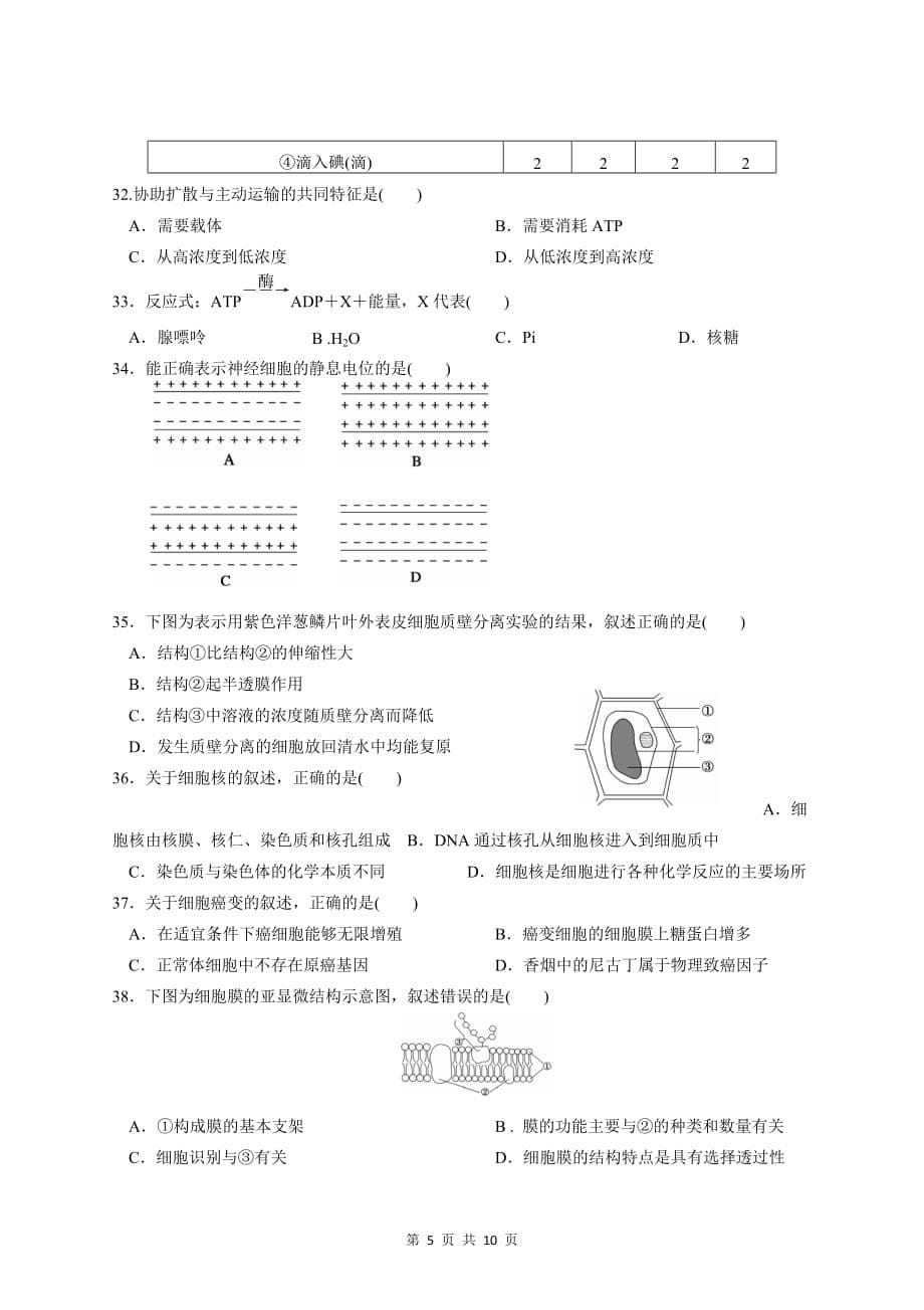 2015年6月广东省普通高中学业水平考试生物试卷及答案.doc_第5页