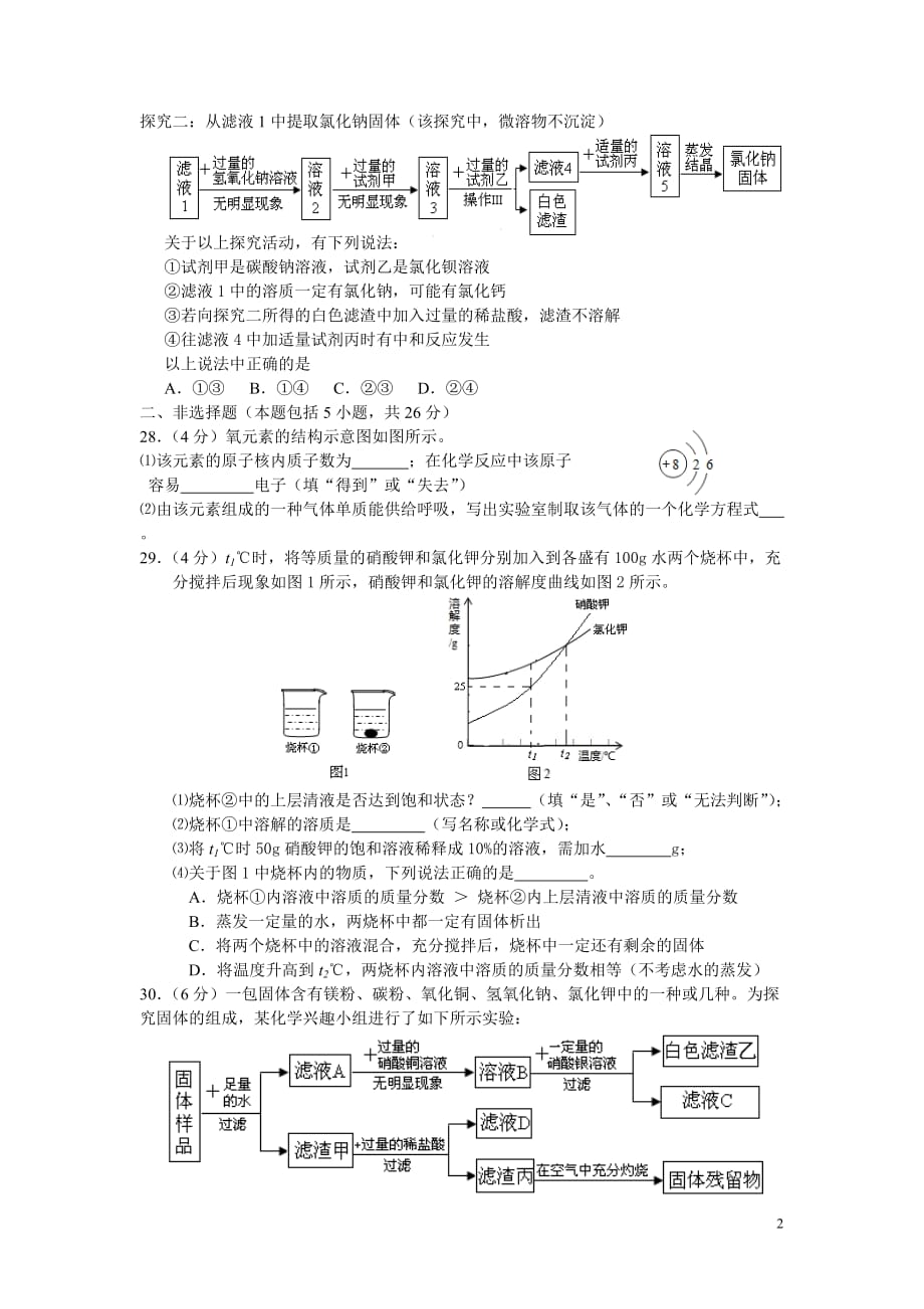 2016年武汉市中考化学试题及参考答案_第2页