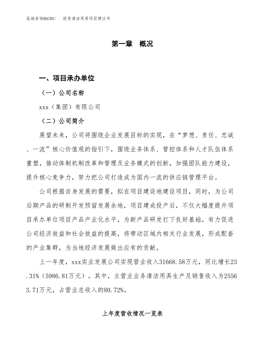 投资清洁用具项目建议书.docx_第1页