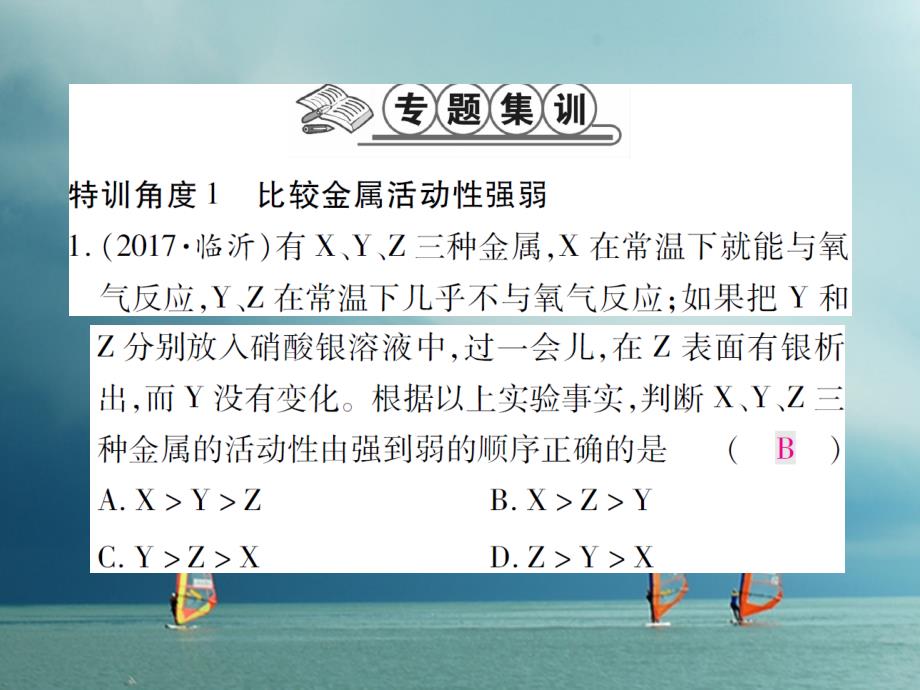 2018春九年级化学下册 专题特训 金属活动性顺序的应用习题课件 （新版）鲁教版_第2页