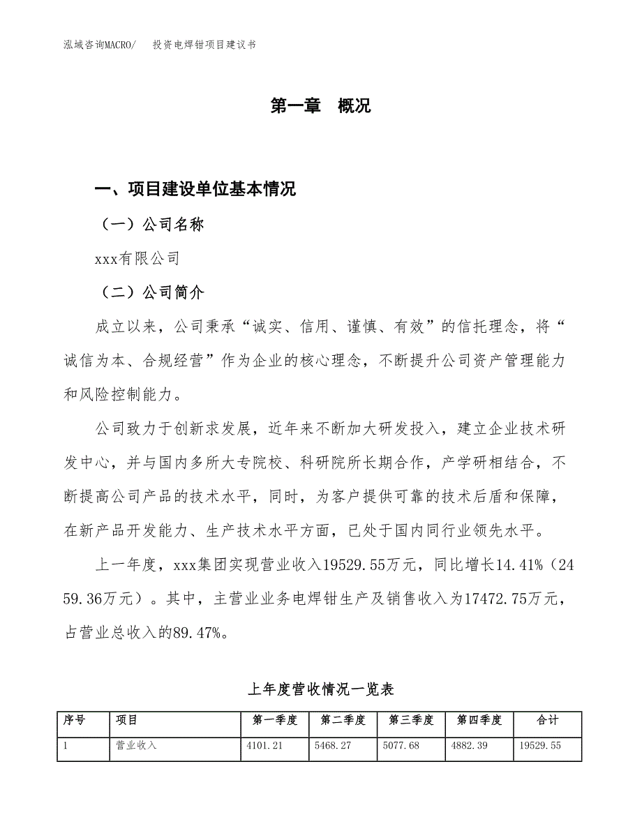 投资电焊钳项目建议书.docx_第1页