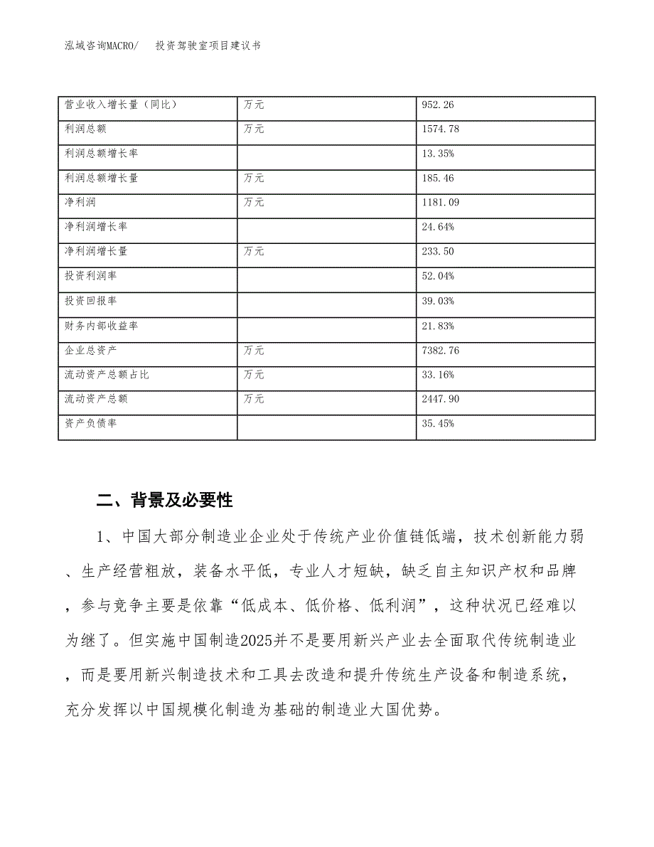 投资驾驶室项目建议书.docx_第3页