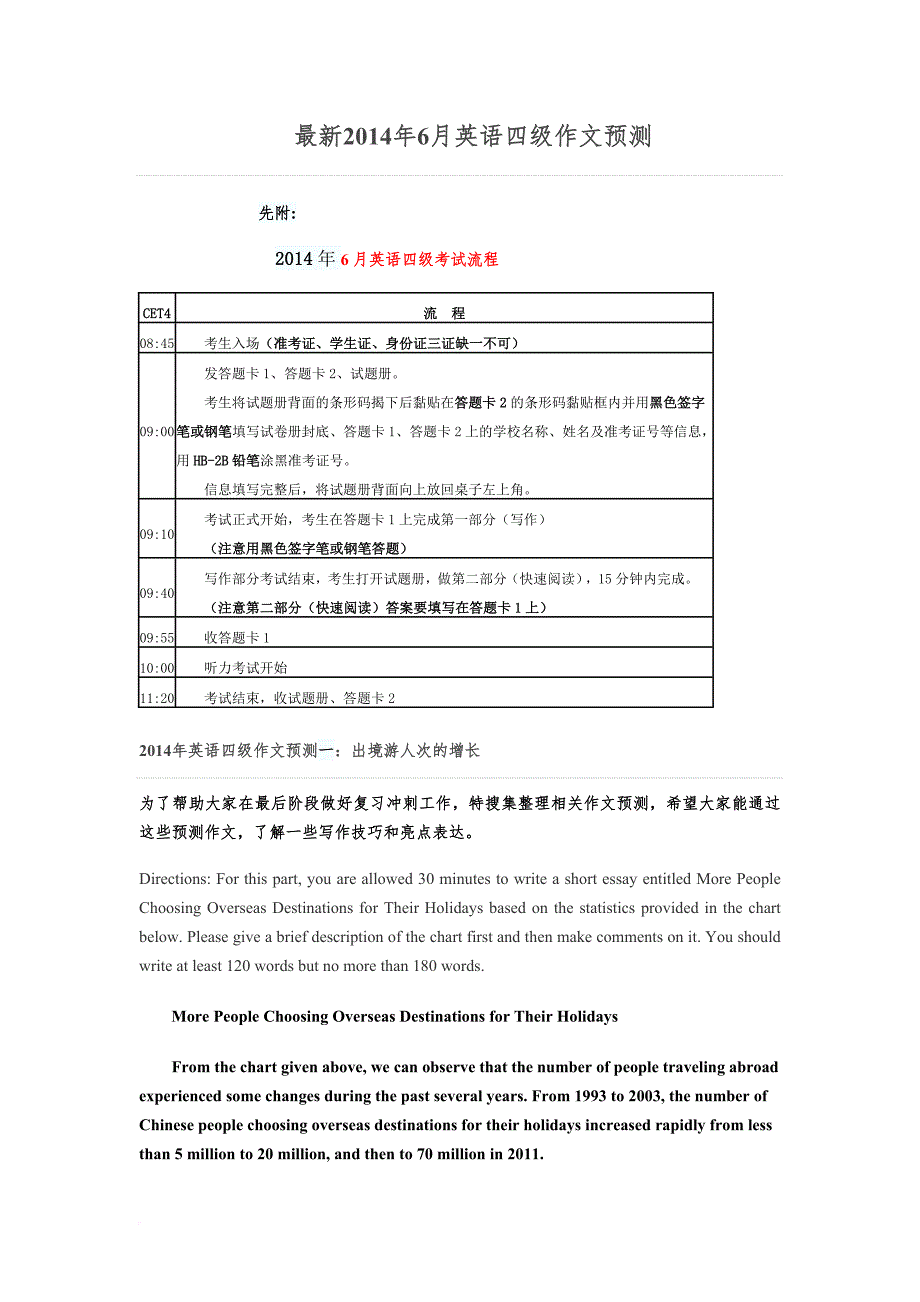 2014年6月英语四级作文预测及范文_第1页