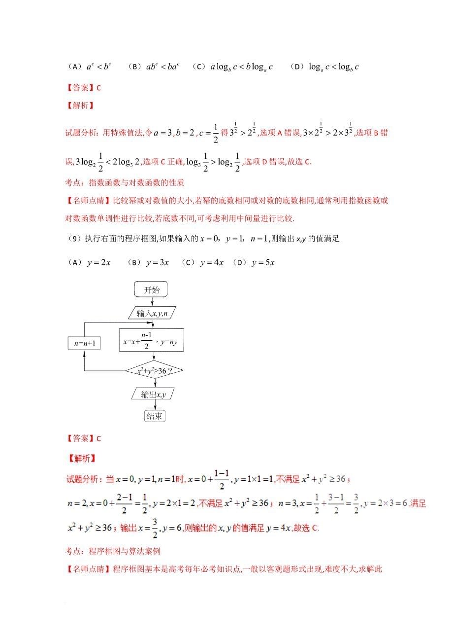 2016年高考全国1卷理数试题(解析版)(同名16352)_第5页