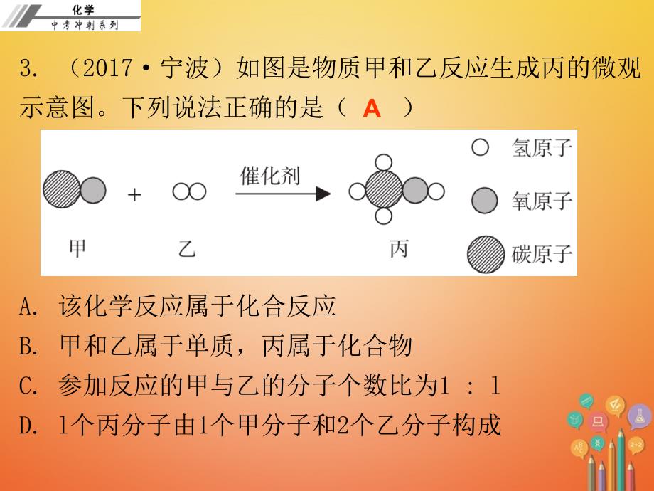 2018年中考化学冲刺 第6讲 质量守恒定律和化学方程式习题课件_第3页