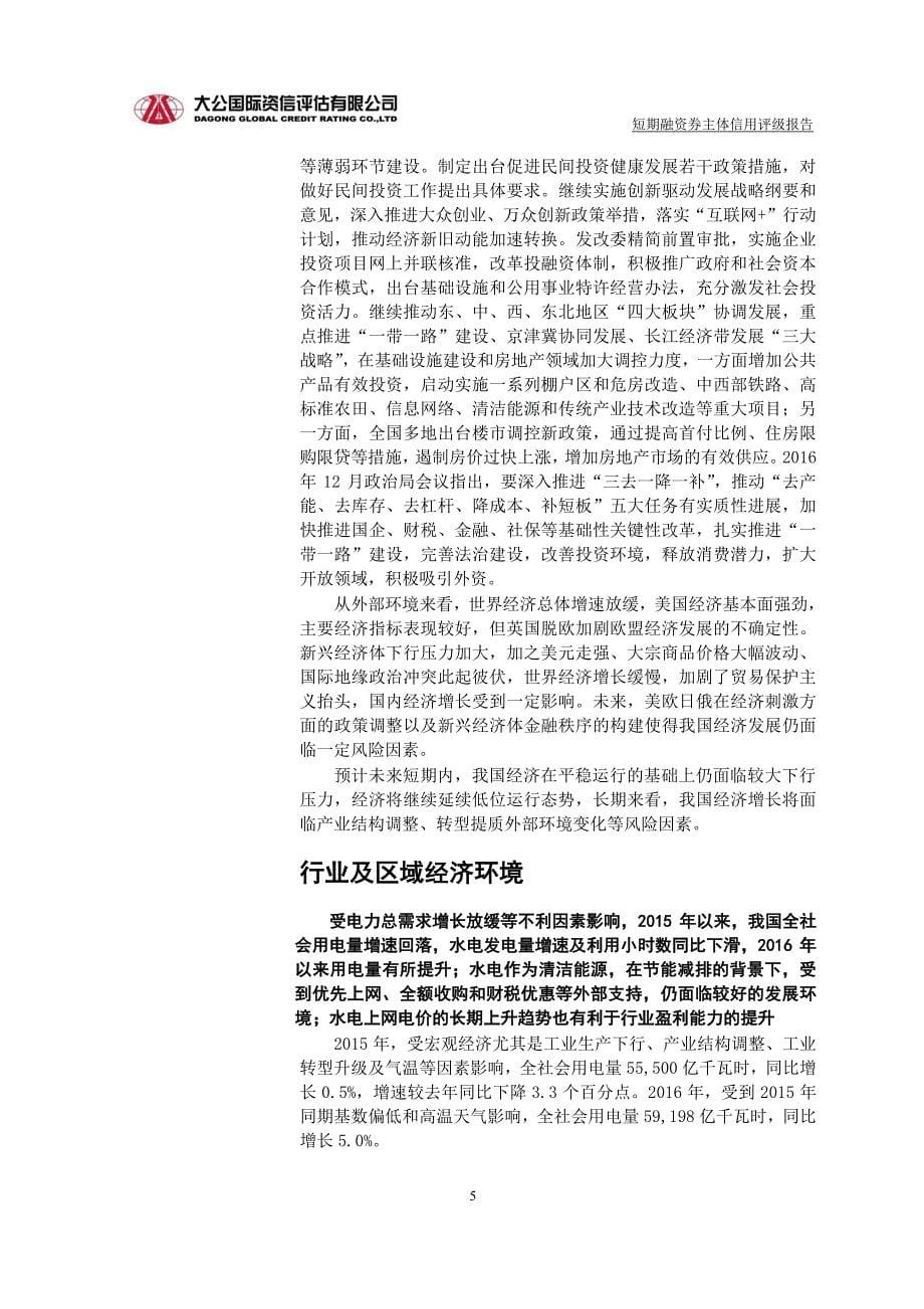 华能澜沧江水电股份有限公司2017年度企业信用评级报告 (1)_第5页