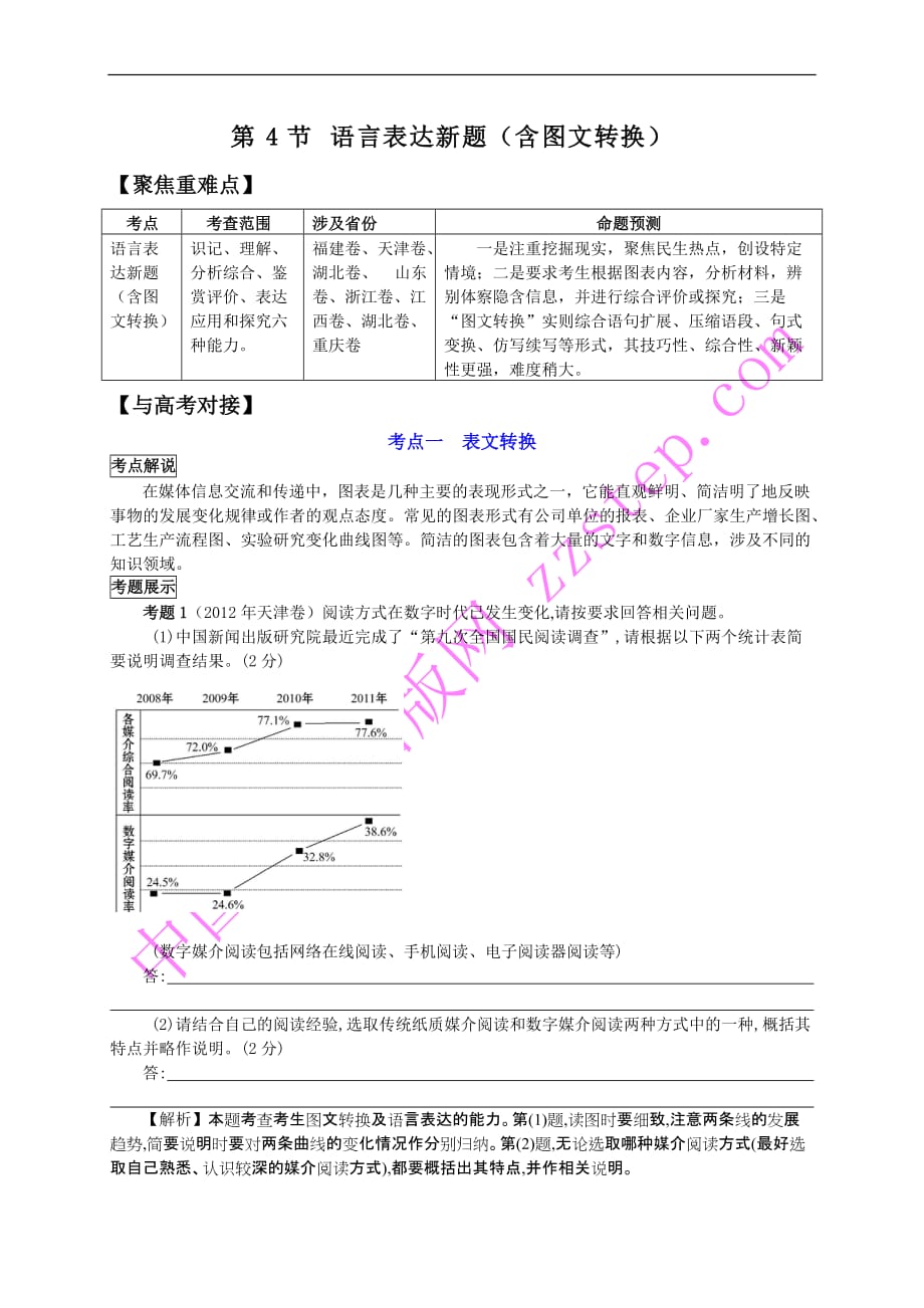 2013高考二轮复习第五章-第4节-语言表达新题(含图文转换)_第1页