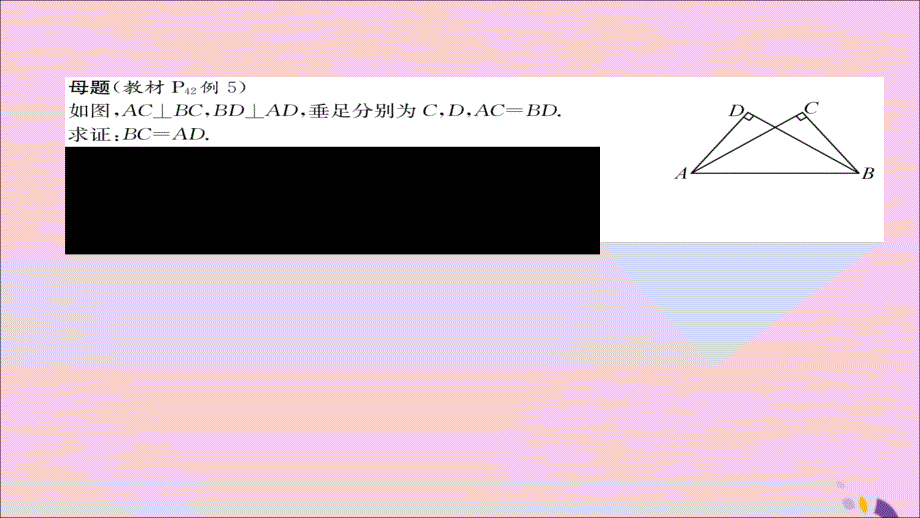 2018年秋八年级数学上册 第十二章 全等三角形 12.2 三角形全等的判定 第4课时 用&ldquo;hl&rdquo;判定直角三角形全等练习课件 （新版）新人教版_第2页