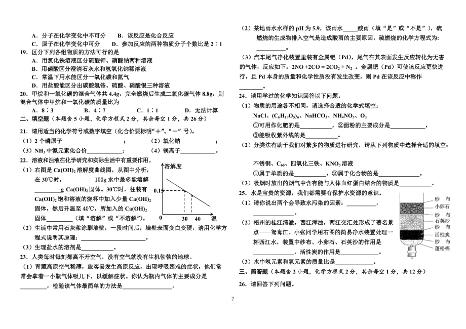 2016初中化学中考模拟题1_第2页