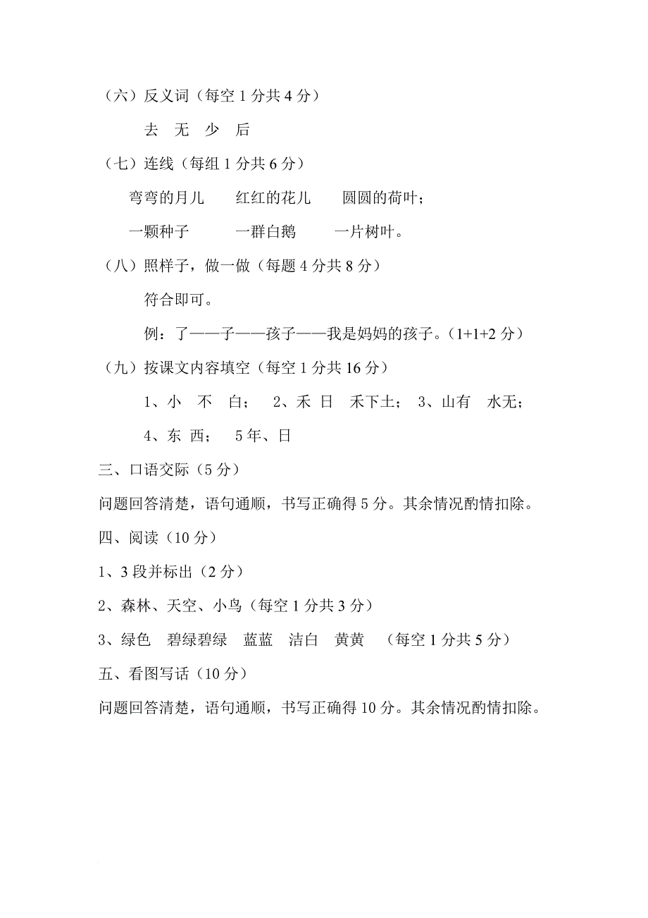 2017——2018学年度第一学期期末小学语文测试卷参考答案_第2页