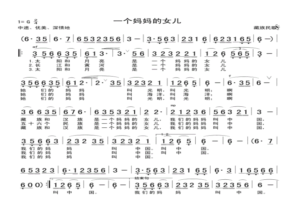 人教版小学六年级音乐上册PPT课件 1《一个妈妈的女儿》PPT课件_第2页