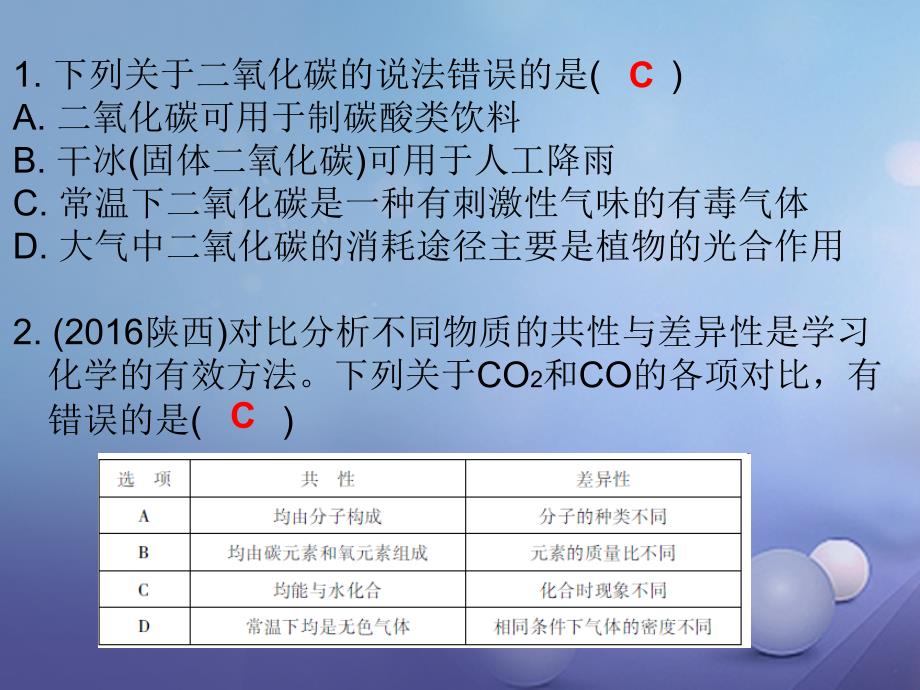 2017年秋九年级化学上册 第6单元 碳和碳的氧化物 专题五 二氧化碳的性质课件 （新版）新人教版_第2页