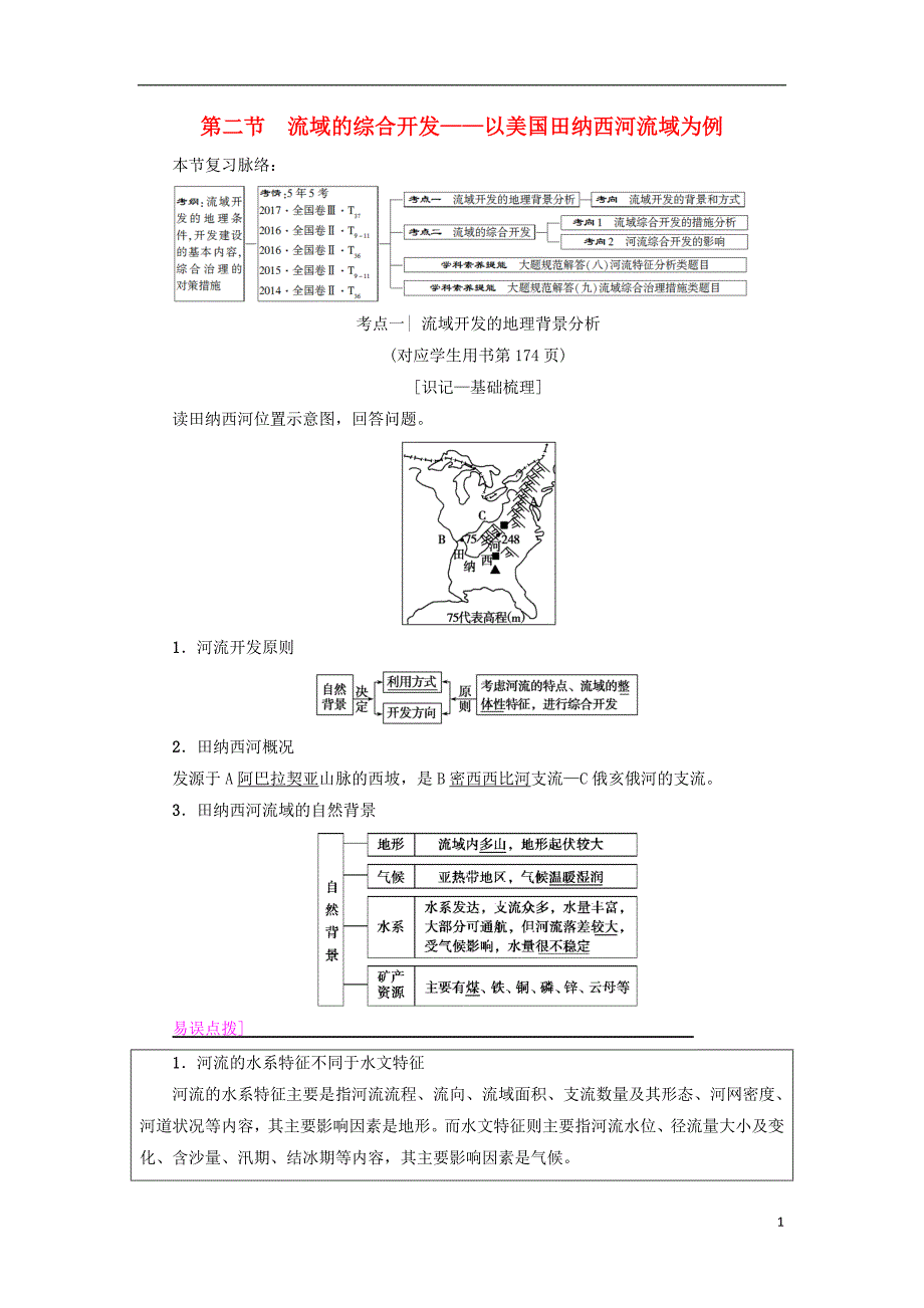 高考地理一轮复习第14章区域自然资源综合开发利用第2节流域的综合开发__以美国田纳西河流域为例学案新人教版2018041841_第1页