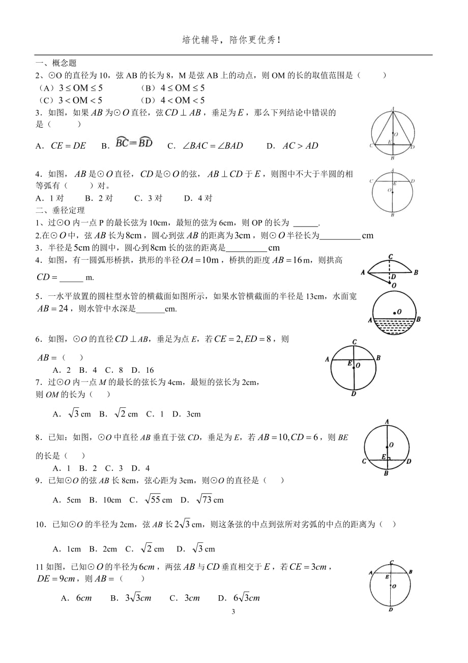 垂径定理典型例题及练习资料_第3页