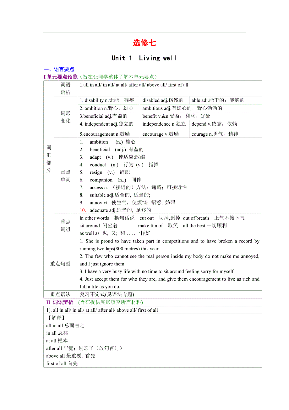 高考英语复习导航[人教选修七]_第1页