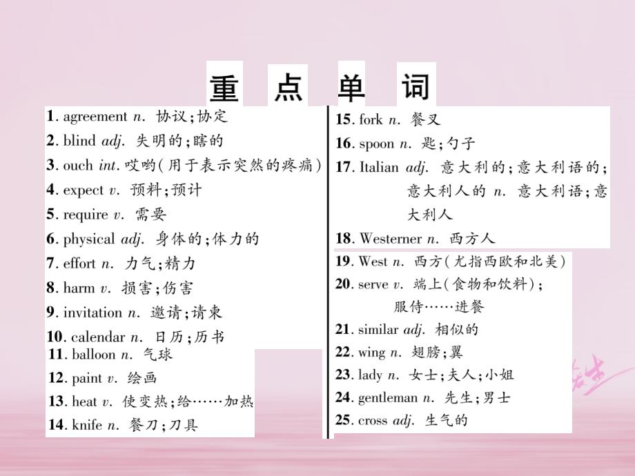 浙江省2018届中考英语总复习 第1部分 教材知识梳理篇 第27课时 九下 modules 5-6基础知识巩固（精讲）课件 外研版_第3页