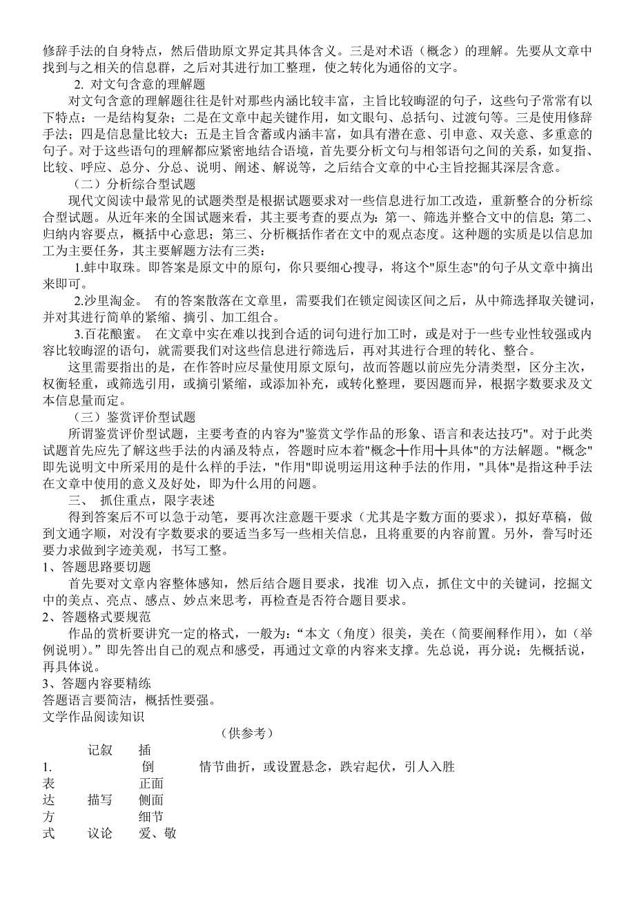 初中语文答题技巧大全71243资料_第5页