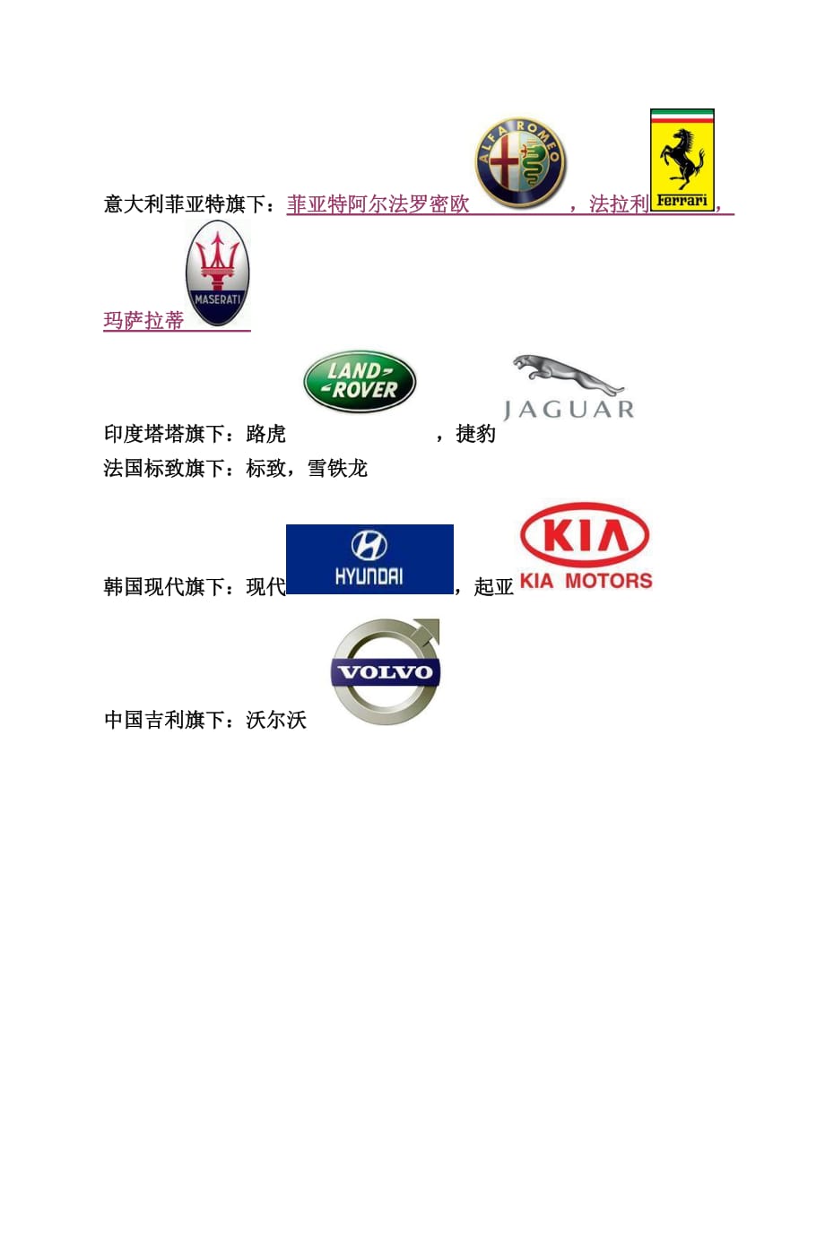 世界十大汽车公司各自旗下都有哪些汽车品牌资料_第3页