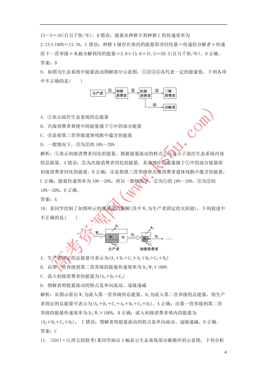 2019版高考生物二轮复习-第一部分-专题十三-生态系统与环境保护练习-新人教版_第4页