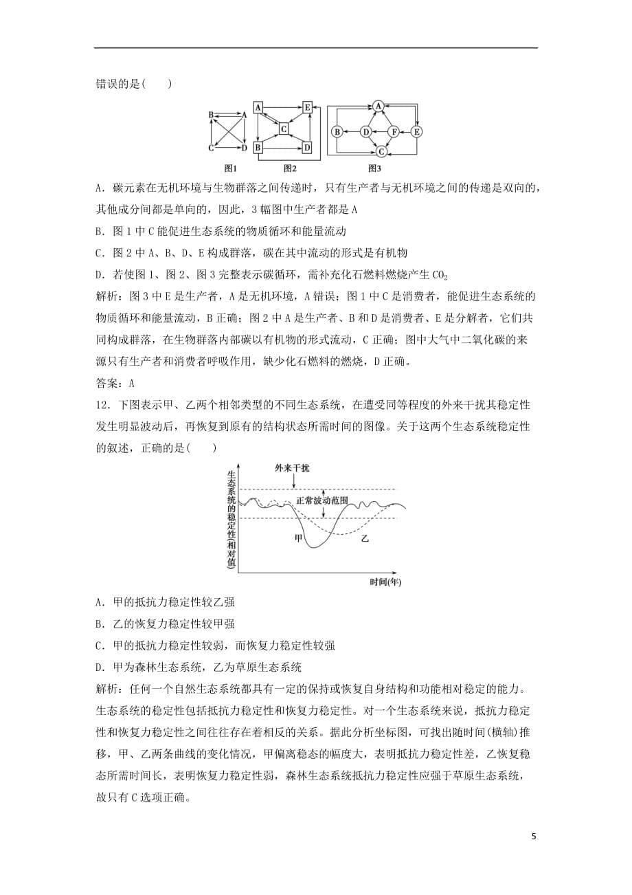 2019版高考生物二轮复习-第一部分-专题十三-生态系统与环境保护练习-新人教版_第5页