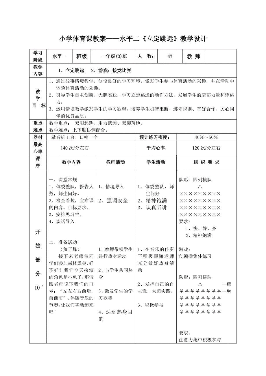 一年级体育教案水平二《立定跳远》 _第2页