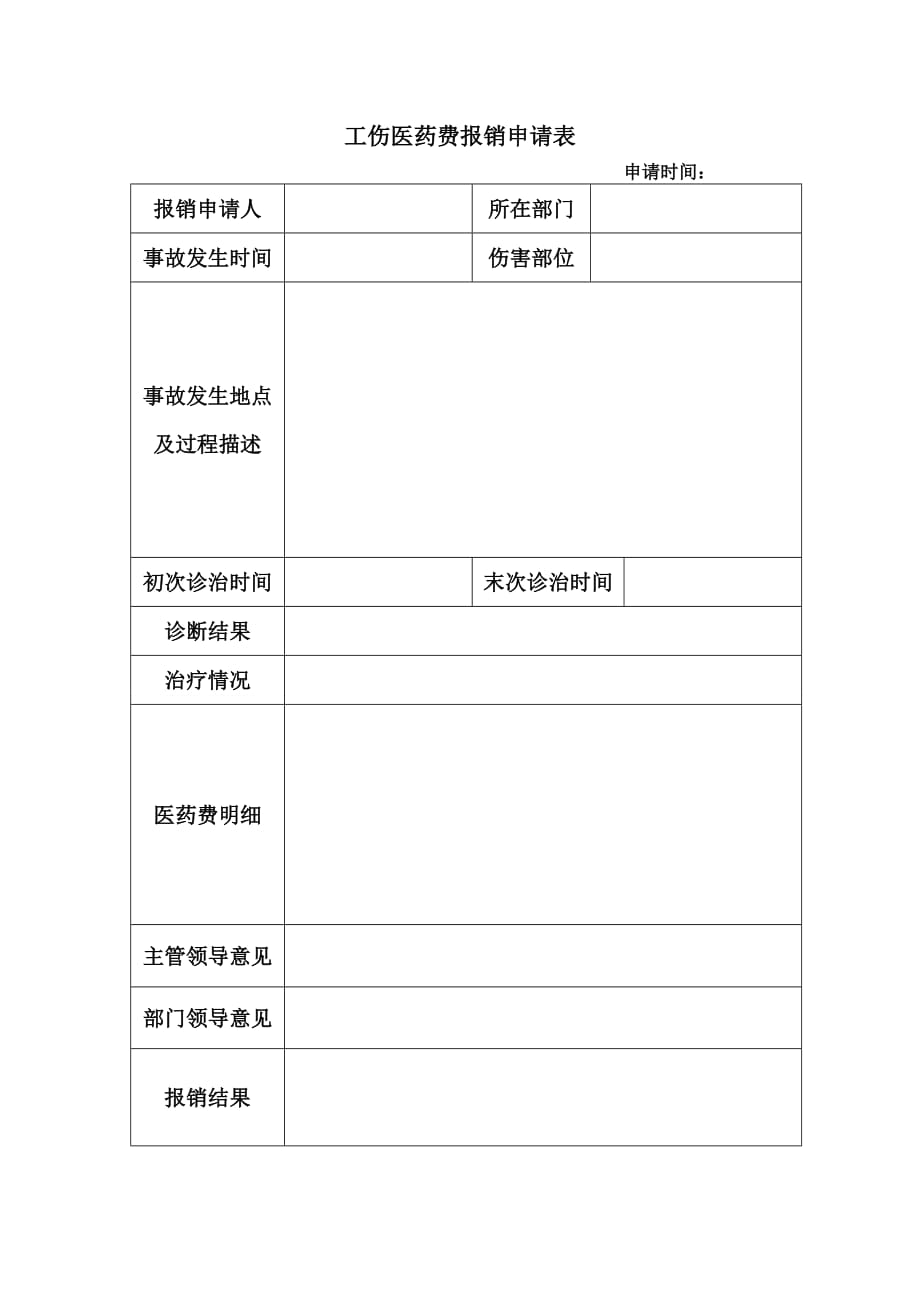 工伤医药费报销申请表_第1页