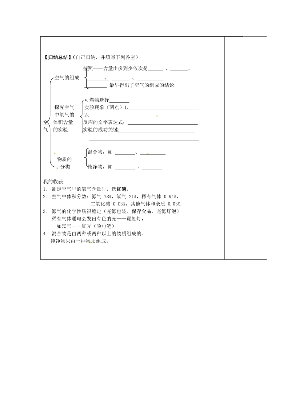 【最新】陕西省西安市庆安中学届九年级化学上册-21-空气的成分导学案无答案-新人教版_第4页