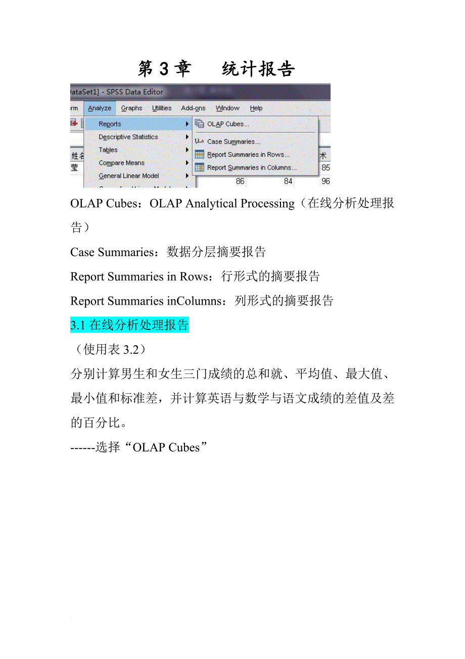 spss第三章-统计报告_第1页