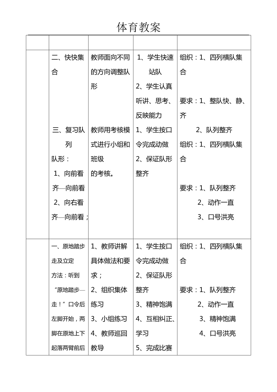 三年级体育教案-原地踏步走及立定 全国通用_第2页