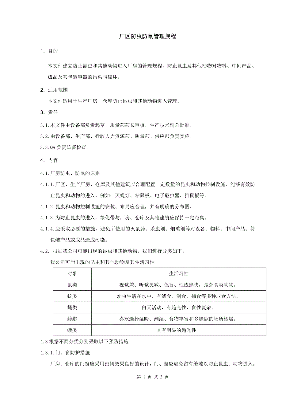 smp10042--厂区防虫防鼠管理规程1.doc_第1页