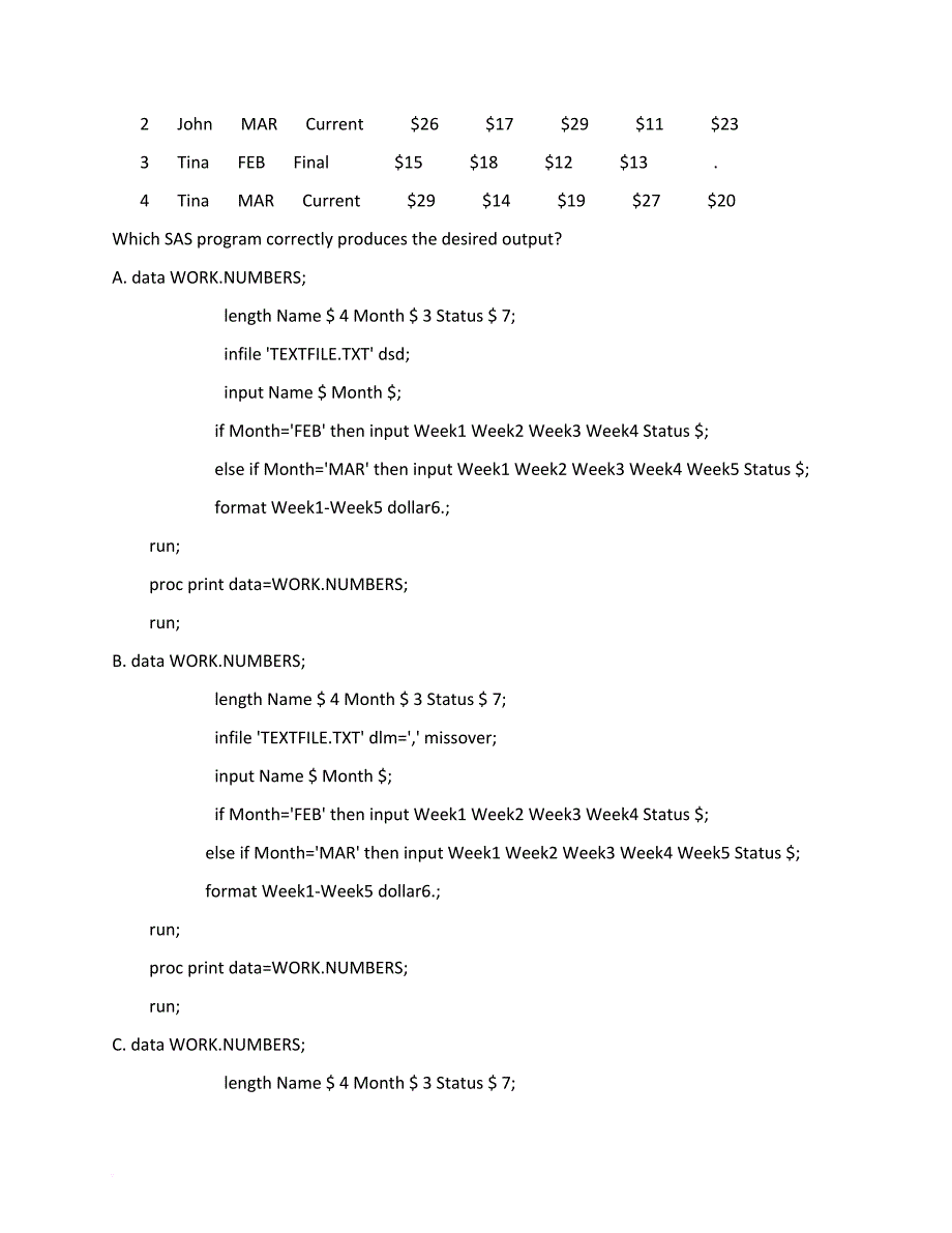 sas-base-70题(无答案版-适合练习).doc_第2页