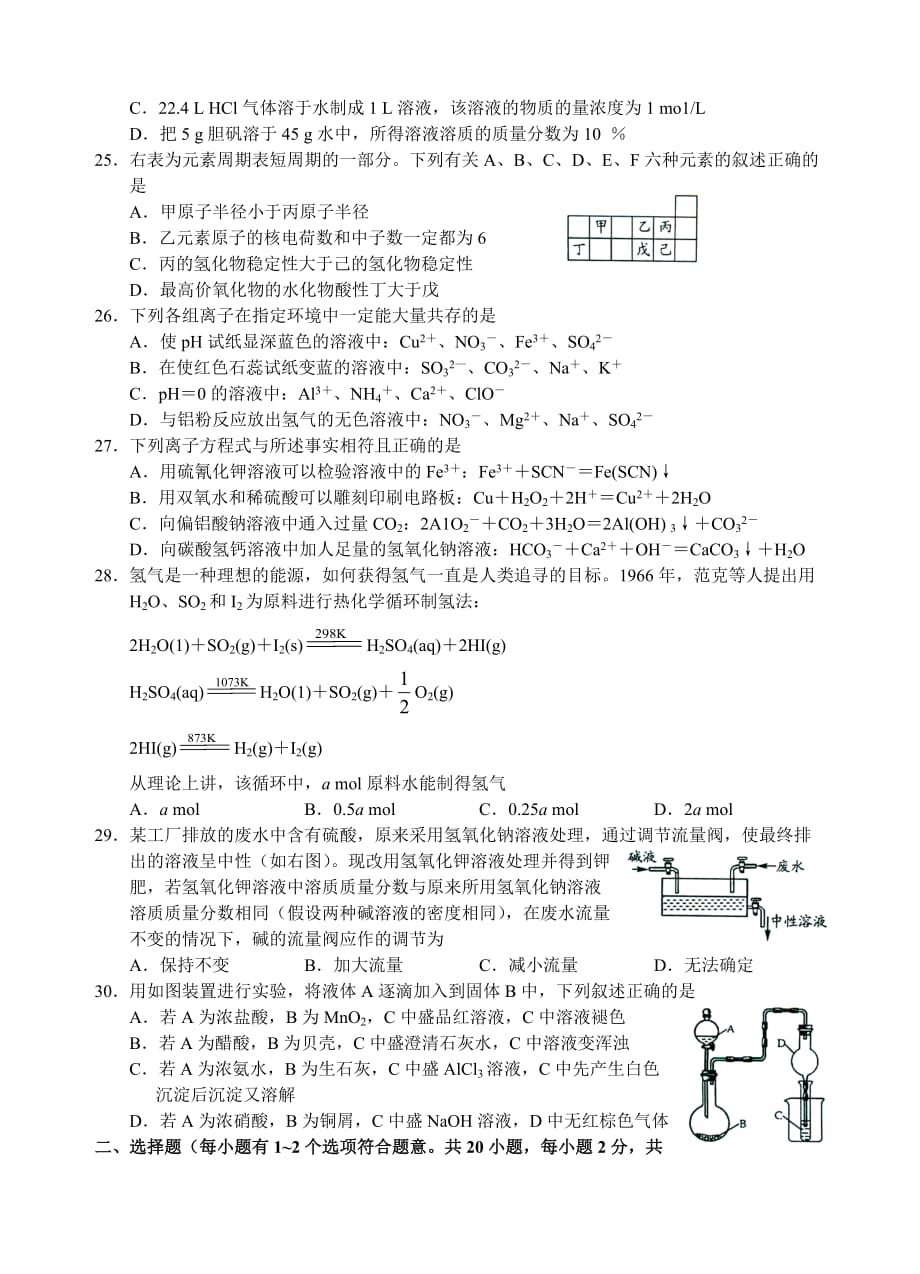 “冯茹尔”杯2011年江苏省“化学与可持续发展”化学活动周高中化学竞赛试题_第4页