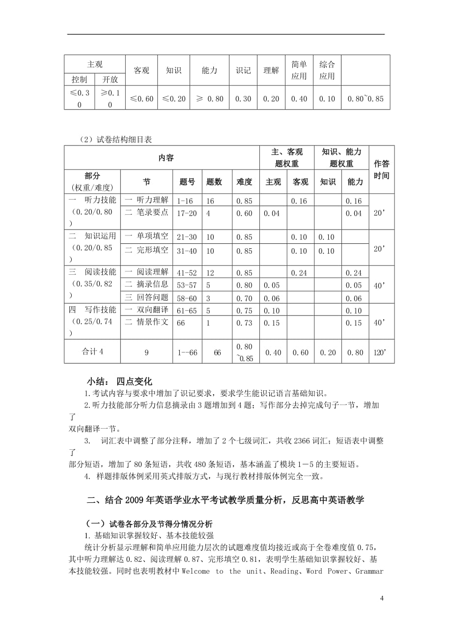 《2010年湖南省高中学业水平考试大纲-英语》研读_第4页