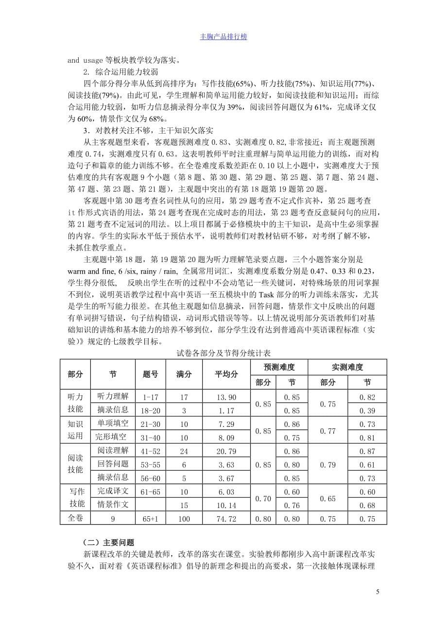 《2010年湖南省高中学业水平考试大纲-英语》研读_第5页