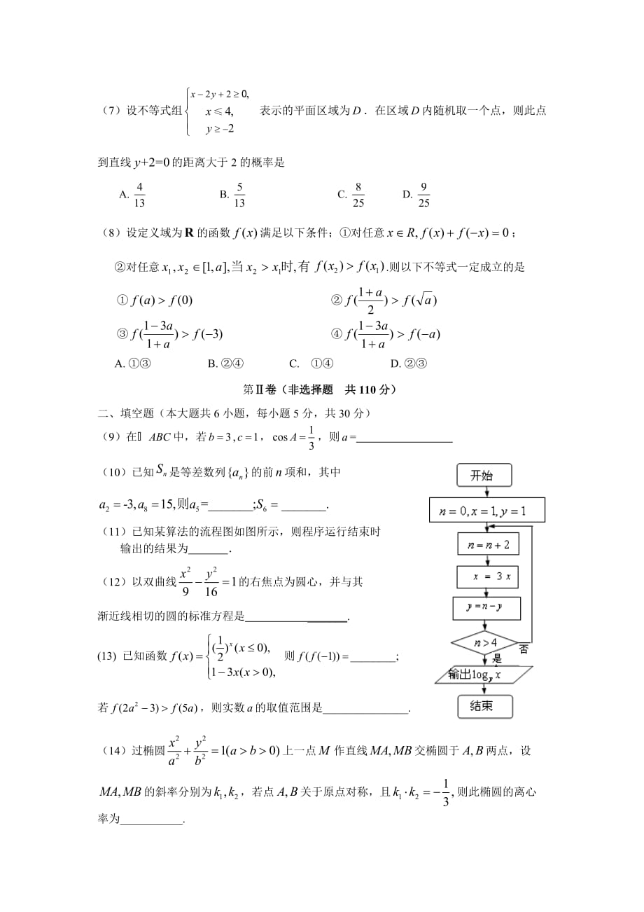 【2013昌平一模】北京市昌平区2013届高三上学期期末考试文科数学试题_第2页