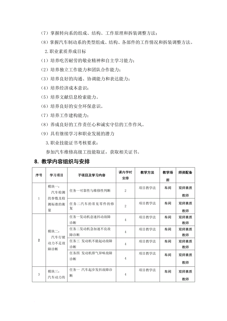 《汽车故障诊断技术》课程标准.doc_第3页