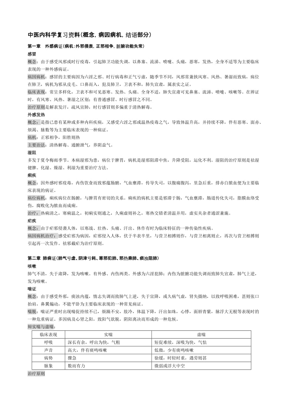 中医内科学复习资料(概念-病因病机-结语部分)_第1页