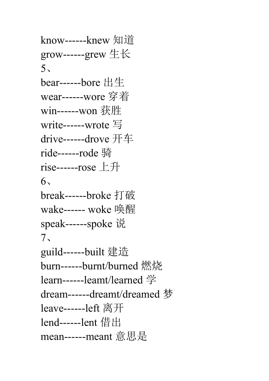 七年级上册动词过去式不规则变化表_第3页