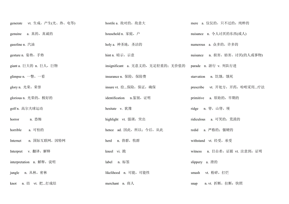 【推荐】四级英语460个核心单词.doc_第3页